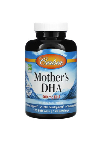 Жирные кислоты Mother's DHA, 120 капсул Carlson Labs (293483119)