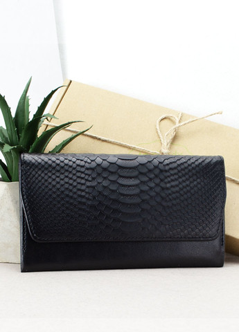 Подарунковий жіночий набір №91: гаманець Leona + обкладинка на паспорт (чорний пітон) HandyCover (283323777)