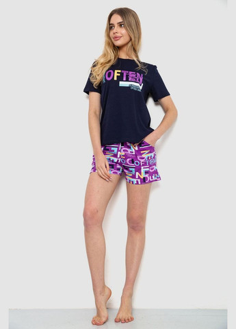 Жіноча піжама з принтом, колір чорно-фіолетовий, Ager (292565027)