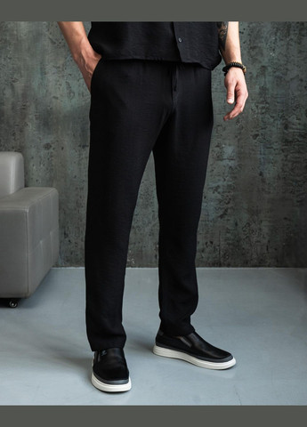 Черный летний костюм весна/лето легкая дышащая натуральная ткань No Brand