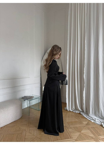 Чорна святковий, вечірня святкова сукня максі з декором із камінців No Brand