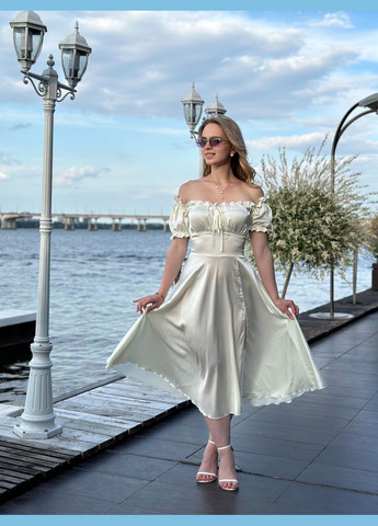 Айвори женское платье миди из шелка армани шампань Maybel