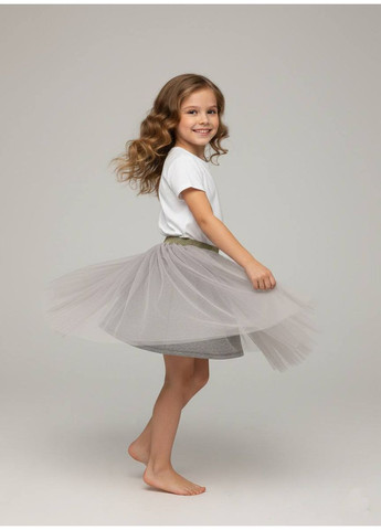 Спідниця фатинова 'Туту' Сіра з золотистим поясом (116-146 см) Piccolo (370934521)