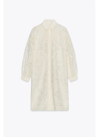 Бежева сукня сорочка з вишивкою 2731/041 Zara