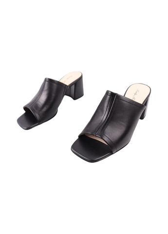 Черные шлепанцы женские черные натуральная кожа Lady Marcia