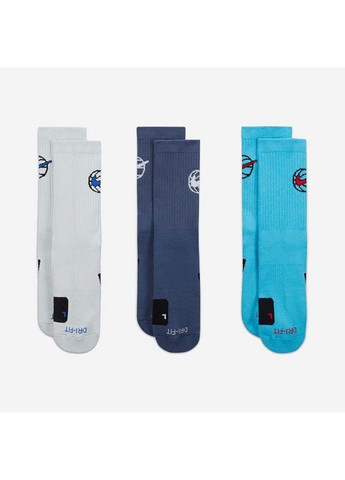 Чёрные носки u nk ed crew bball 3pr 144 светло-голубой, синий, бирюзовый Nike однотонные (302291127)