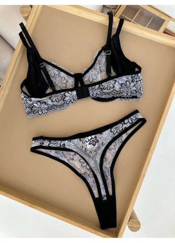 Чорний балконет комплект жіночої білизни | щоденна елегантність, чорний мереживний Vital-Textile з кісточками поліестер, еластан