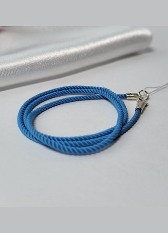Шнурок на шею милан голубого цвета шелковый 2мм см серебро 925 пробы 6010/2 0.98г No Brand (306854447)
