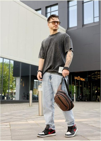 Сумка на пояс через плече чоловіча з екошкіри Темно-коричневий 35581 Sambag (334673937)