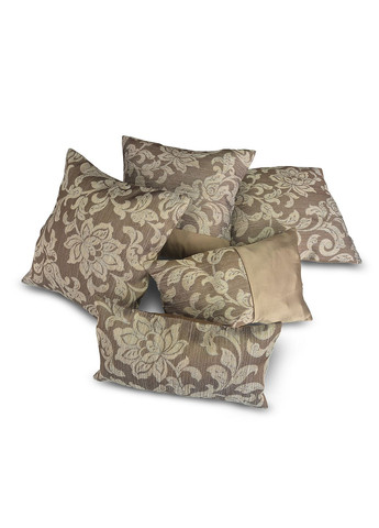 Комплект декоративних подушок Venzel двосторонні 5шт коричневий з бежевим (п_0717) Firanka Flowers (315319344)