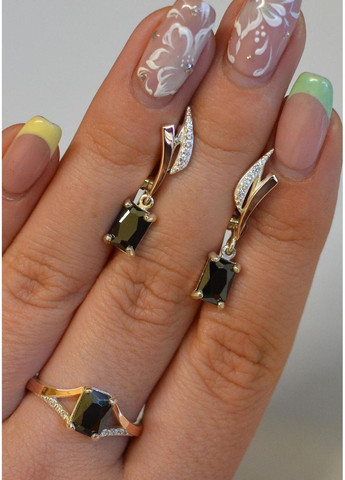 Серебряный комплект с золотыми пластинами и фианитами Silver Style (367268437)