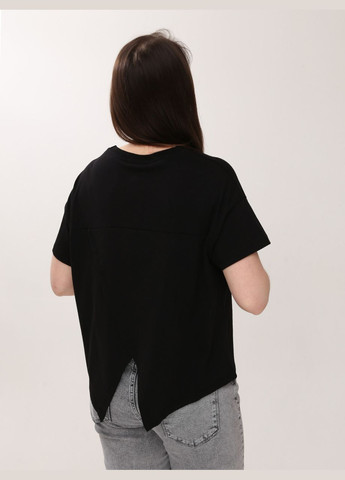 Чорна літня жіноча футболка чорна з асиметрією тонка з коротким рукавом Whitney Вільна