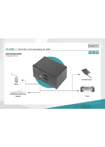 Комутатор Desktop HDMA KVM, 2 Port, Dual Display, 4K Digitus (393747698)