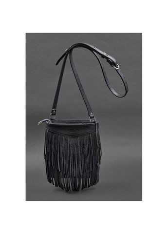 Жіноча шкіряна сумка через плече з бахромою міні кроссбоді Fleco темно-синя BlankNote (302009418)