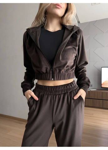 Женский спортивный костюм из велюра со стразами No Brand (364550227)