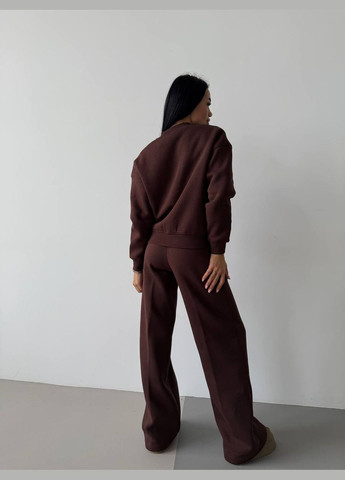 Женский теплый качественный спортивный костюм: кофта бомбер на молнии и брюки палаццо со стрелками с утеплением No Brand (316094549)