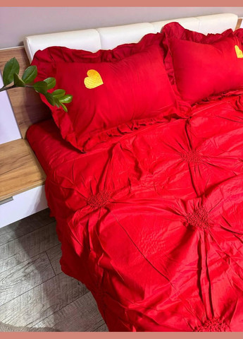 Постільна білизна Євро 200х220 наволочка 70х70 2шт Червоний (П4-satin-zhatka-ser-008-01) No Brand (348094968)