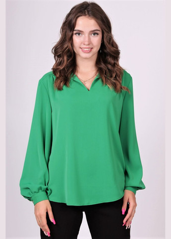 Зеленая демисезонная блузка женская 052 однотонный софт зеленая Актуаль