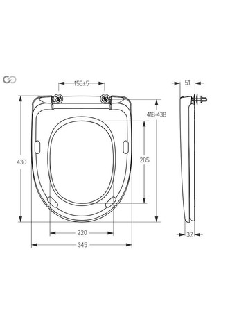 Сидіння для унітазу із металевим кріпленням, 345×430 мм СП5-М SoloPlast (340286089)