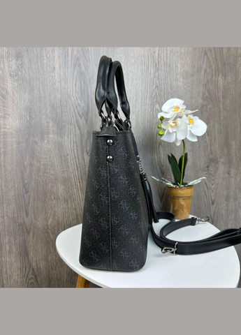 Женская сумка наплечная с брелком венчиком экокожа черная (sku_1581) No Brand (330576893)