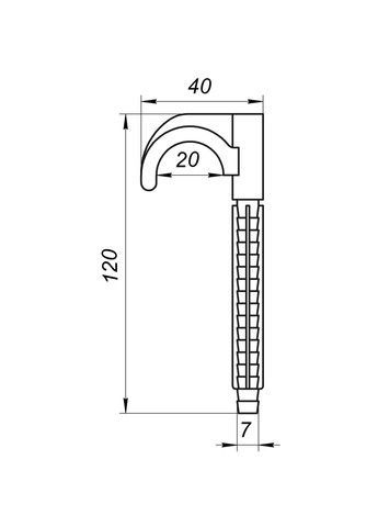 Крепление крюк забивное одинарное для трубы Ø16-20 длина 120мм черная (100шт) Cristal (299997759)