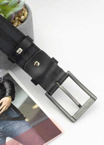 Ремень мужской кожаный батал SF-351 XXL (145 см) черный под брюки и джинсы SFIP (328198291)