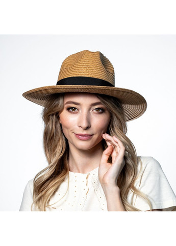 Капелюх федора жіночий папір бежевий ТИМІШ LuckyLOOK 470-958 (322791076)