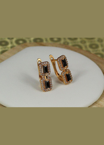 Серьги песочное время с черными камнями 1.7 см золотистые Xuping Jewelry (316433173)