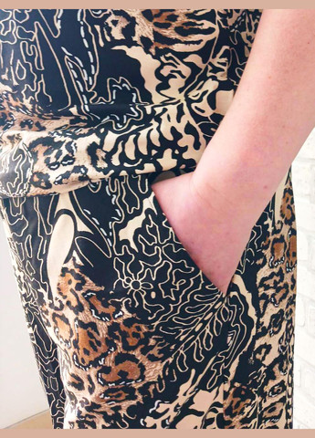 Женский набор костюм для лета большого размера батал, комплект леопардовый майка и удлиненные шорты с карманами No Brand (325473306)