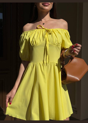 Желтое повседневный, кэжуал женское желтое платье No Brand однотонное