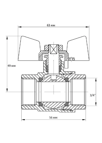 Кран шаровый 3/4" ГГМ () белый (KR0179) KOER KR.217.W (388595808)