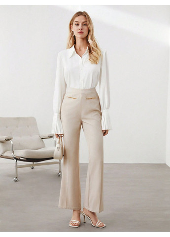 Белая повседневный рубашка однотонная SHEIN