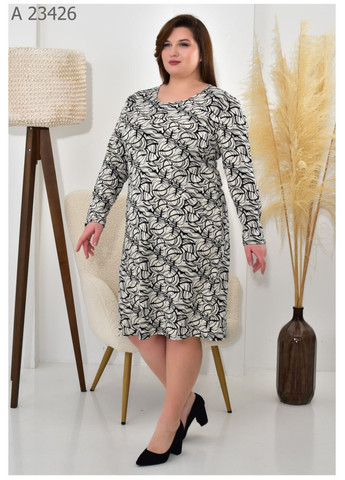 Чорно-білий повсякденний жіноча сукня великого розміру SK