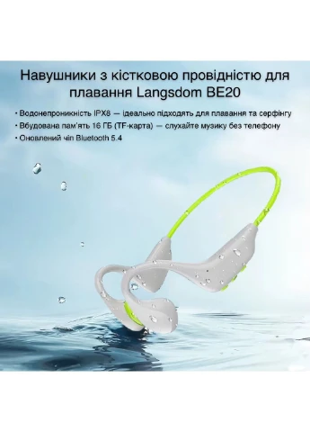Наушники с костной проводимостью BE20 Grey-Green Langsdom (377739454)