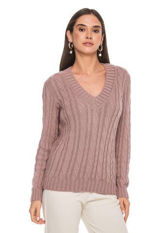 Темно-рожевий светр з v-подібним коміром SVTR