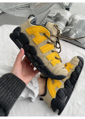 Чорні Осінні кросівки чоловічі nike air more uptempo 96 brown / black / yellow найк аір мор аптемпо No Brand