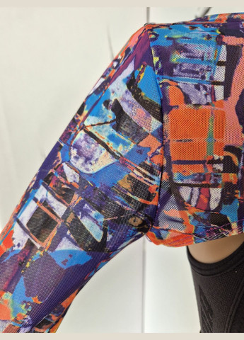 Укороченный лонгслив-накидка с длинными рукавами в абстрактный принт No Brand (320654303)