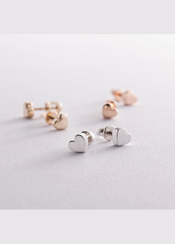 Серьги - пусеты Сердечки в белом золоте с08298 Oniks (264644220)