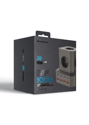 Сетевое зарядное устройство Resolute Power ARP-544 100W GaN 2m Black (ARM73177) ArmorStandart (343049346)