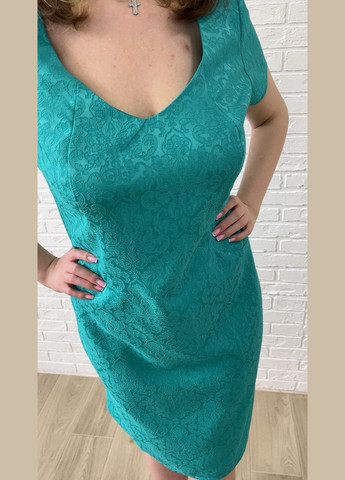 Бирюзовое повседневный, кэжуал бирюзовое жаккардовое летнее женское платье-футляр миди с узором с цветочным принтом платье-футболка, футляр No Brand с цветочным принтом