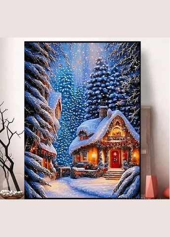 Набір алмазної мозаїки НА підрамнику АЛМр-200 "Будиночок в зимовому лісі", 40*50см АлМазка (315638259)