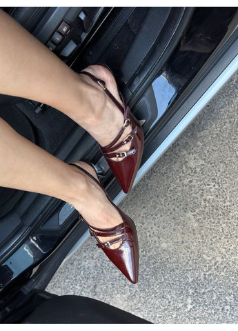 No Brand Туфлі жіночі шкіра лакована темно-бордовий з, — (349835179)