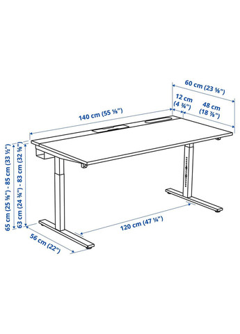Письмовий стіл ІКЕА MITTZON 140х60 см (s79528051) IKEA (294908707)