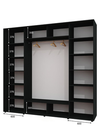 Шафа-купе тридверна 250*60*230 см Антрацит 3 двері Дзеркало ШК-05 Алекса (360479516)