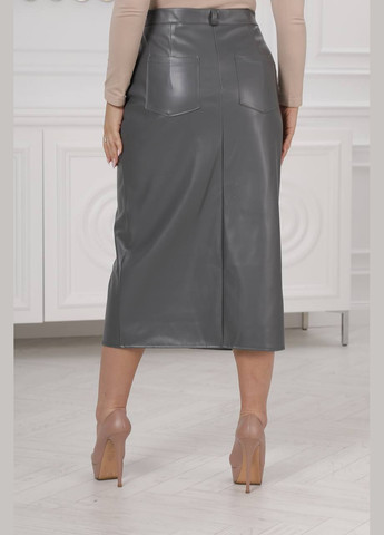 Серое женская юбка из эко-кожи цвет серый р.50/52 446877 New Trend