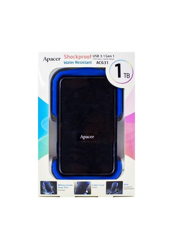 Зовнішній жорсткий диск PHD External 2.5'' USB 3.1 AC631 1TB Black/Blue (color box) Apacer (335008701)