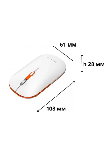 Бездротова миша 4-кнопкова дворежимна HV-MS60WB біла (2.4GHz + BT5.1) Havit (283299762)