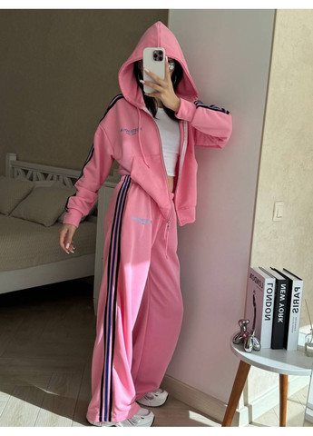 Костюм спортивный оверсайз Турецкая петля кофта с капюшоном и брюки прямые с лампасами Україна (362067081)