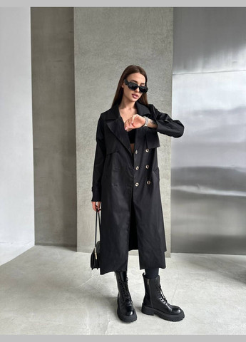 Чорне демісезонне Жіночий тренч No Brand