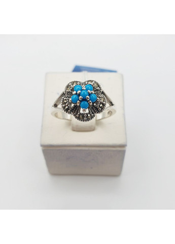 Кольцо серебряное с бирюзой и марказитом 18 3,96 г No Brand (370142439)